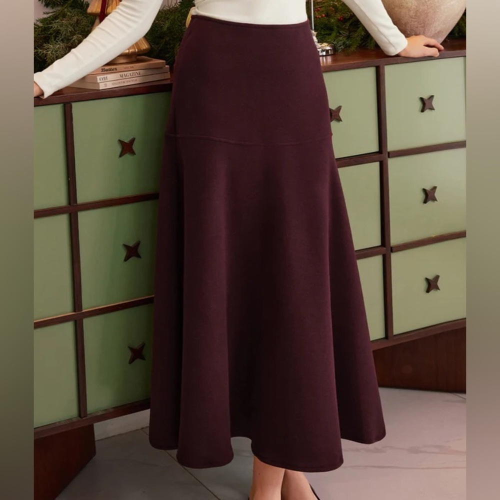 OGL FuzzLuxe Flared Maxi Skirt Ruby Red Size S - Picture 2 of 5